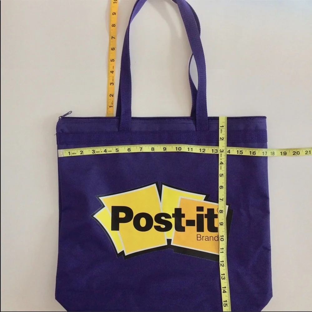 POST IT Large Tote with zipper top closure Lined